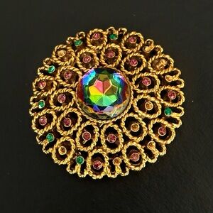 Elegant Gold and Multicolor Brooch
